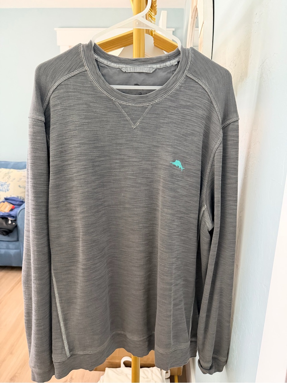 Tommy Bahama Gray Crewneck Sweatshirt with Teal Logo